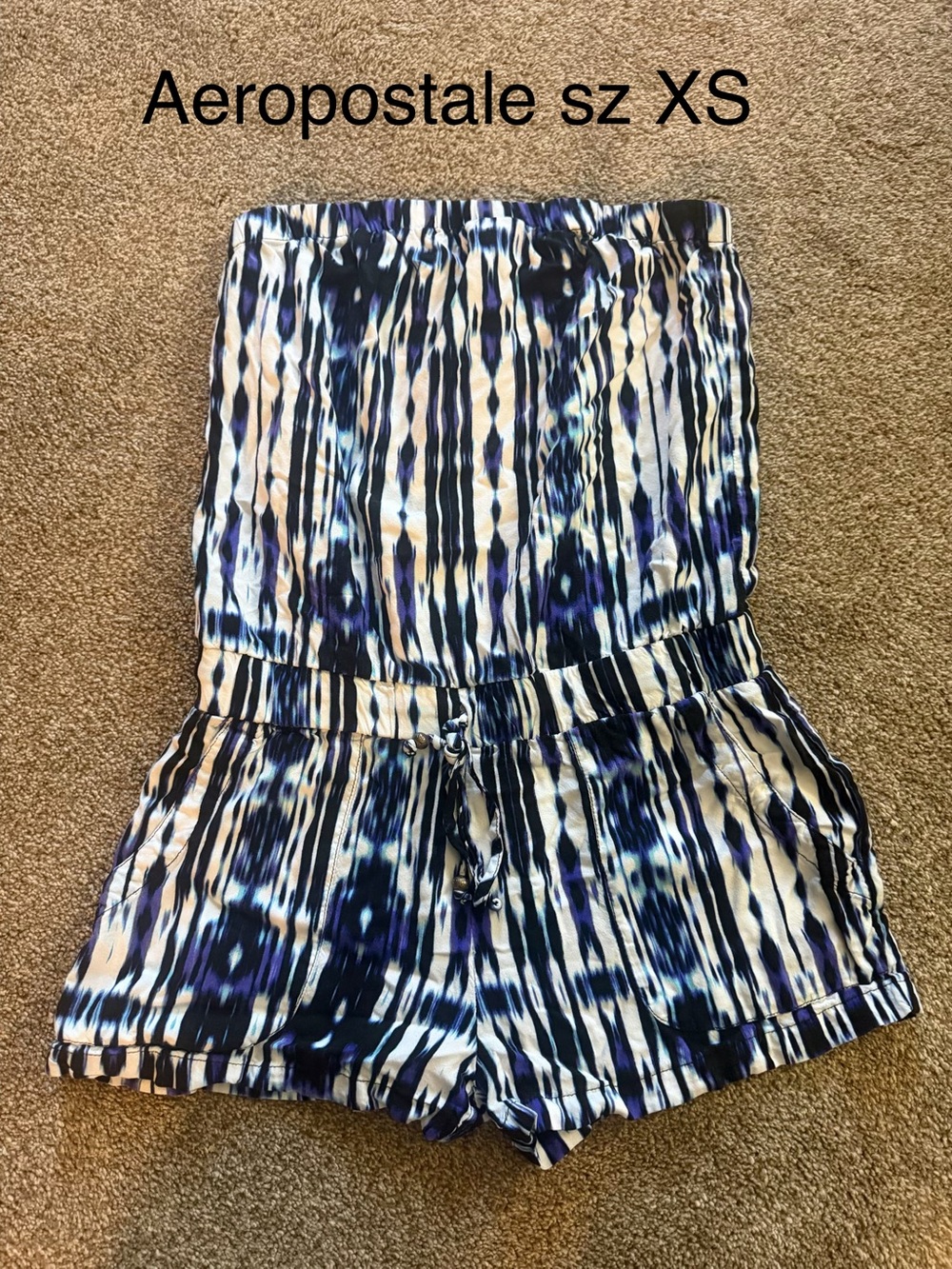 Aeropostale Blue & White Strapless Romper Sz XS